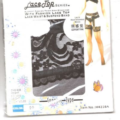 La deli Lace Top Series Lace Waist & Suspend Band Black One-Size New Sealed